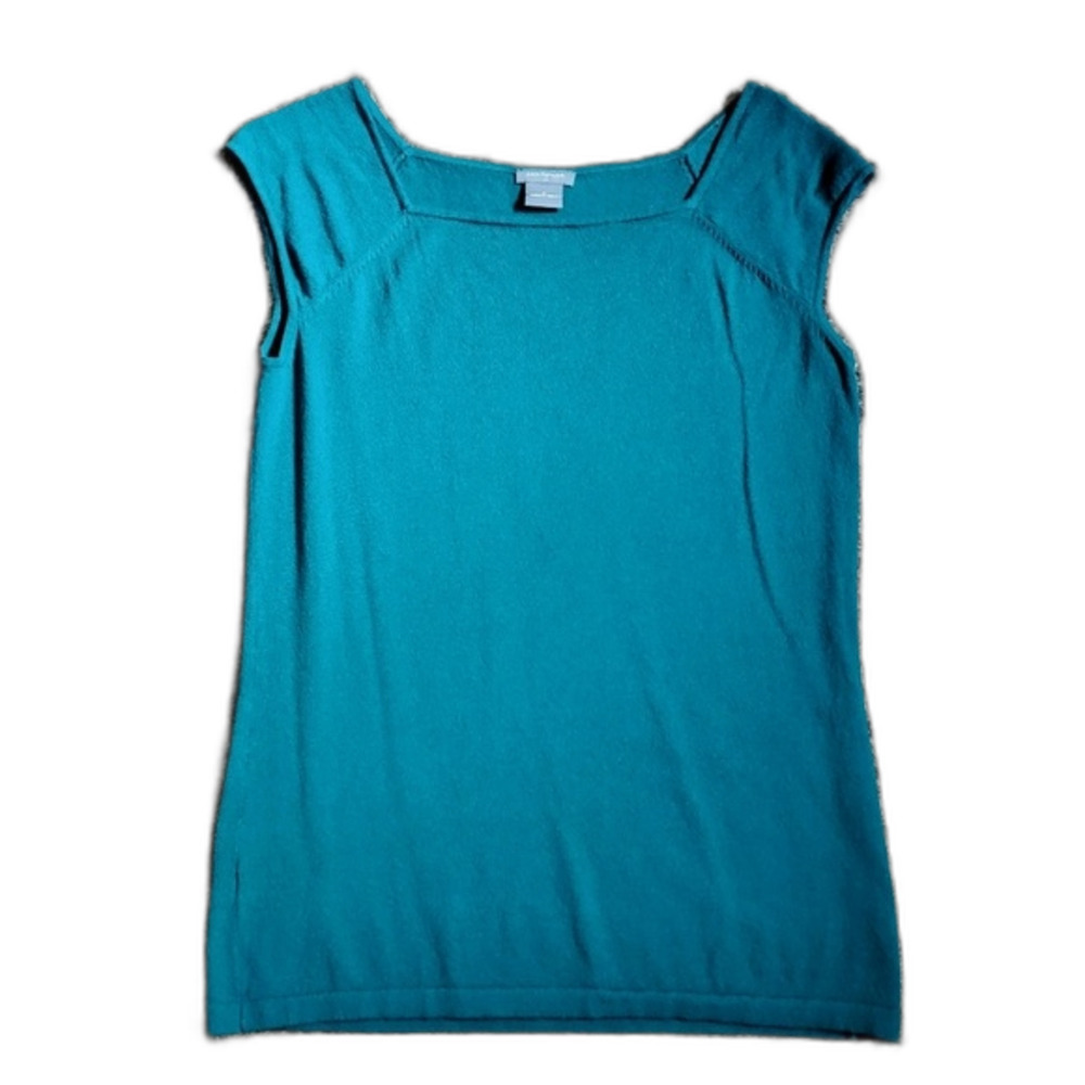 Ann Taylor Tank Top Blouse Business casual Office Career Cyan Teal Turquoise Sm